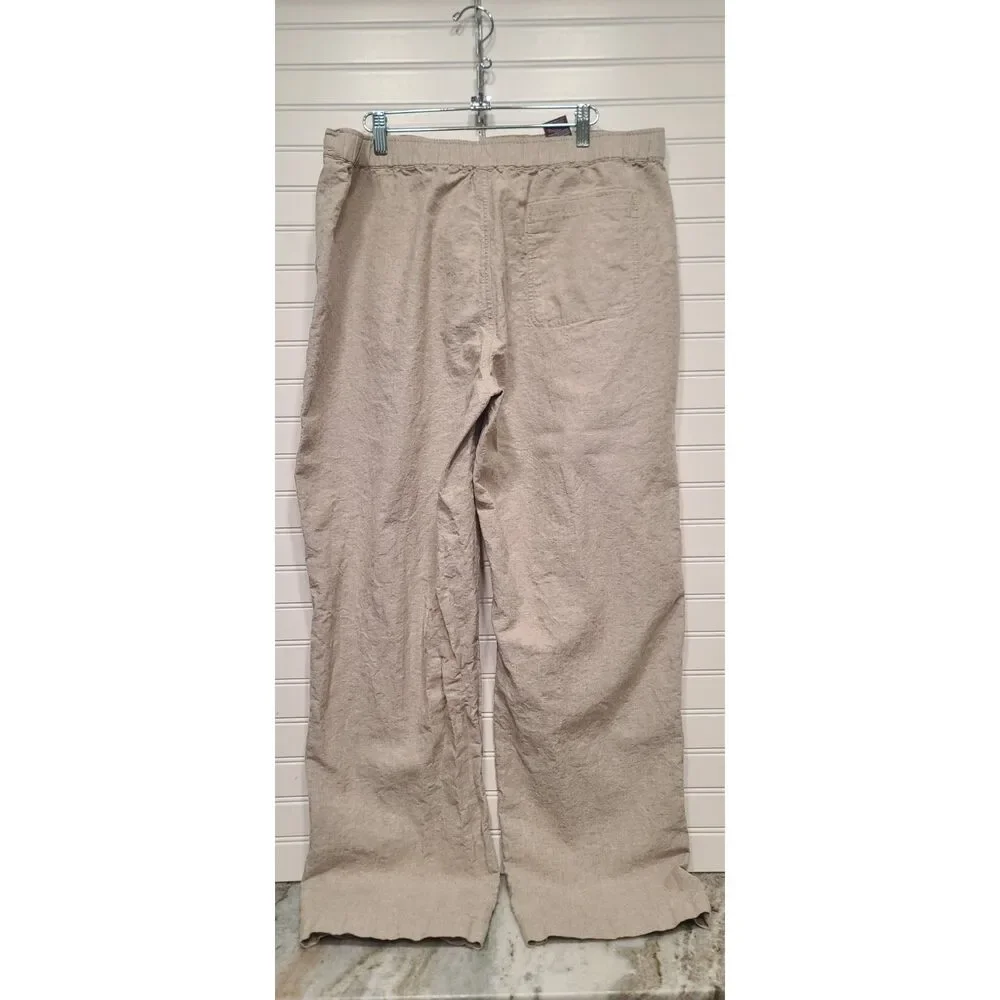 Centro Mens Linen Blend Relaxed Fit Khaki Pants Size XL 40-42